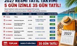 2027 Resmî Tatil Günleri Belli Oldu: 5 Gün İzinle 35 Gün Tatil!